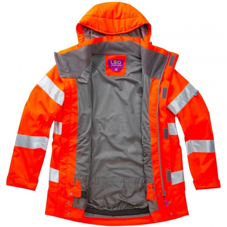Leo Workwear JL04-O Hi Vis Rosemoor Ladies Breathable Jacket RIS-3279-TOM Orange