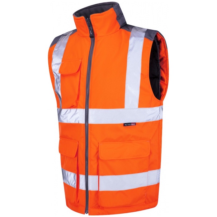 Leo Workwear BW01-O Torrington Hi VisRIS-3279-TOM RailwayBodywarmer Orange