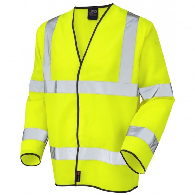 Leo Workwear S01-Y Shirwell Hi Vis Class 3 Sleeved Waistcoat Yellow