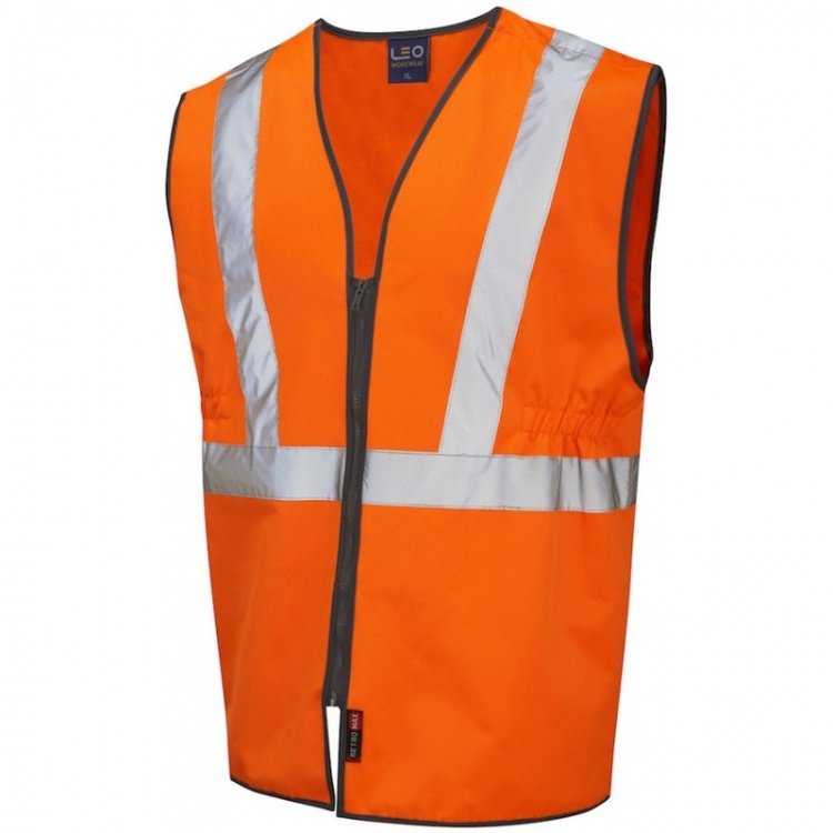 Leo Workwear W16-O Copplestone Railway RIS-3279-TOM  Plus Vest Zipped Orange