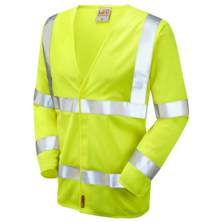 Leo Workwear S11-Y Parkham Hi Vis Limited Flame Spread Long Sleeve Waistcoat Yellow