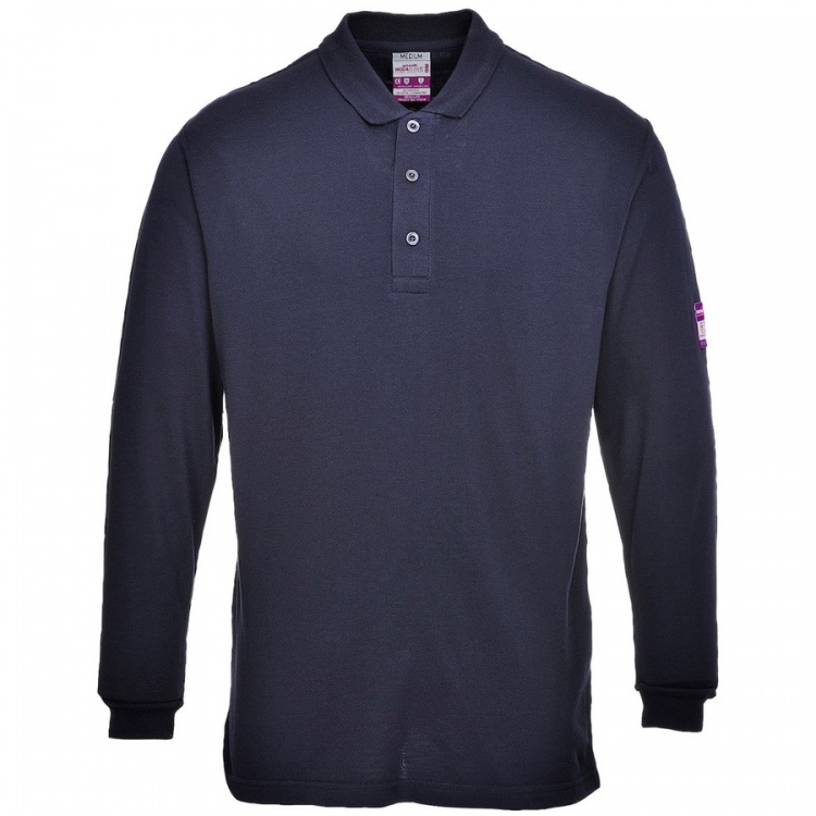 Portwest FR10 Flame Resistant Anti Static Long Sleeve Polo Shirt 200gsm