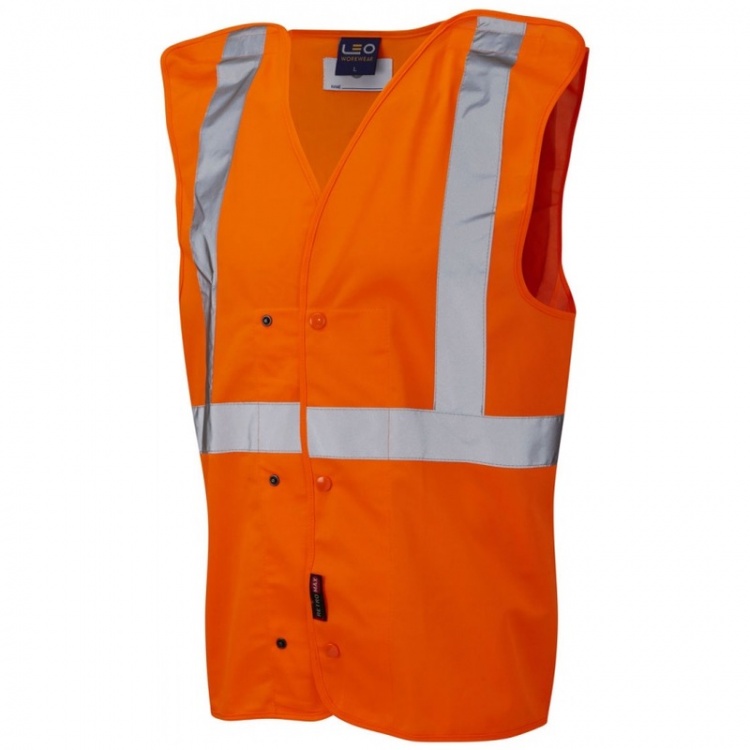 Leo Workwear W18-O Chapleton Railway RIS-3279-TOM Underground Vest Orange