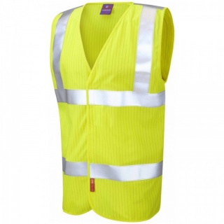 Leo Workwear W19-Y Clifton ISO 20471 Class 2 LFS Anti-Static Waistcoat Yellow