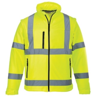 Portwest S428 Hi Vis Softshell Jacket with Detachable Sleeves  Yellow
