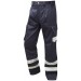 Leo Workwear CT02-NV Ilfracombe Cargo Workwear Navy Hi Vis Trouser