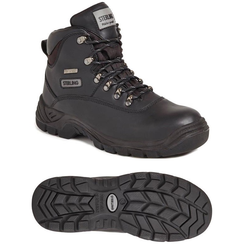Waterproof Sterling Black Safety Hiker Work Boots.Steel Toe & Midsole SS812SM 