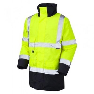 High Visibility Hi Viz Road Safety Traffic Waterproof Parka Long Storm Jacket 