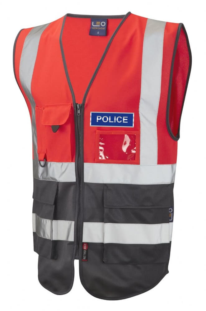 Leicester Police Hi Vis Flame Red and Grey Superior Waistcoat
