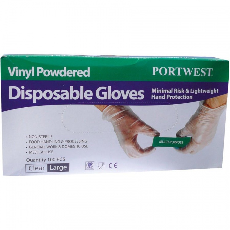 Portwest A900 Powdered Vinyl Disposable Glove x 100