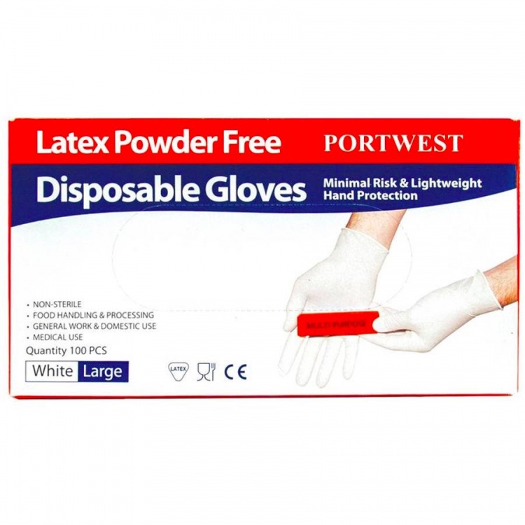 Portwest A915 Powder Free latex Disposable Glove x 100