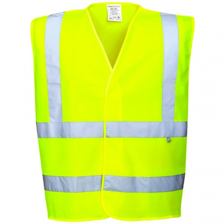 Portwest FR71 Hi Vis Waistcoat Fire Retardant and Antistatic Yellow