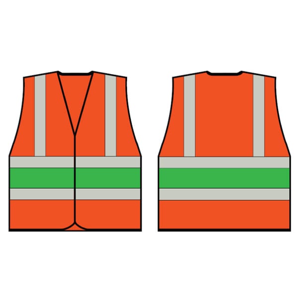 B-Seen HV Vests & Jerkins HVVA2G ORANGE WCENG VEST WITH GREEN BAND