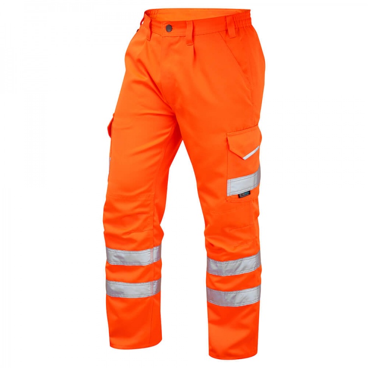 Leo Workwear Bideford CT01-O Hi-Vis Cargo Trousers in Orange