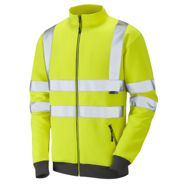Leo Workwear Hi Vis Full Zip Track Sweatshirt Yellow