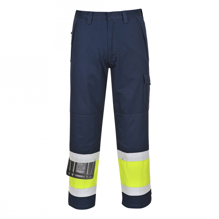 Portwest MV26 Modaflame Yellow / Navy Hi Vis Trousers 280g