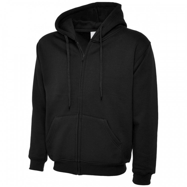 Uneek Men’s Classic Full Zip Hooded Sweatshirt – 300 GSM Sky Blue Pullover (Size 3XL)