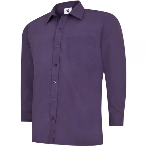 Personalised Mens Poplin Long Sleeve Shirt Custom Work Embroidered Uneek UC709 