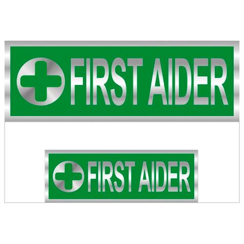 First Aider Badges Reflective with Green (Back & Front print)