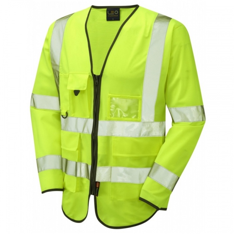 Leo Workwear Hi Vis Class Superior Sleeved Waistcoat in Yellow