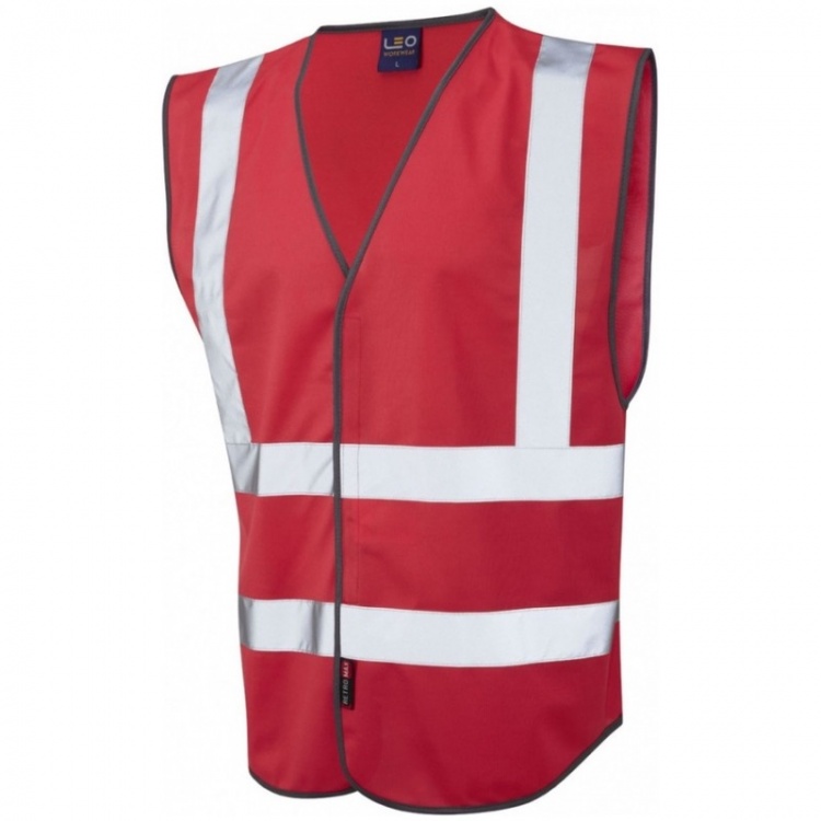 Leo Workwear W05-RD Pilton Hi Vis Red Vest