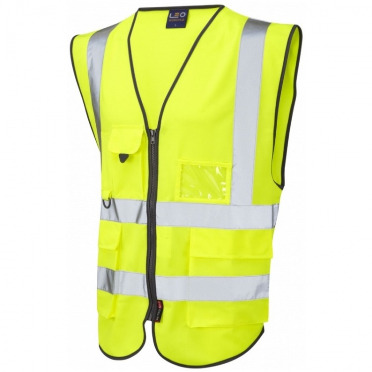 Leo Workwear W11-Y Lynton Hi Vis Vest Superior Yellow