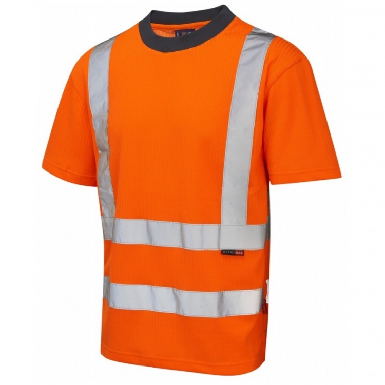 Leo Workwear T01-O Newport ISO 20471 Class 2 Comfort EcoVizPB T-Shirt Orange