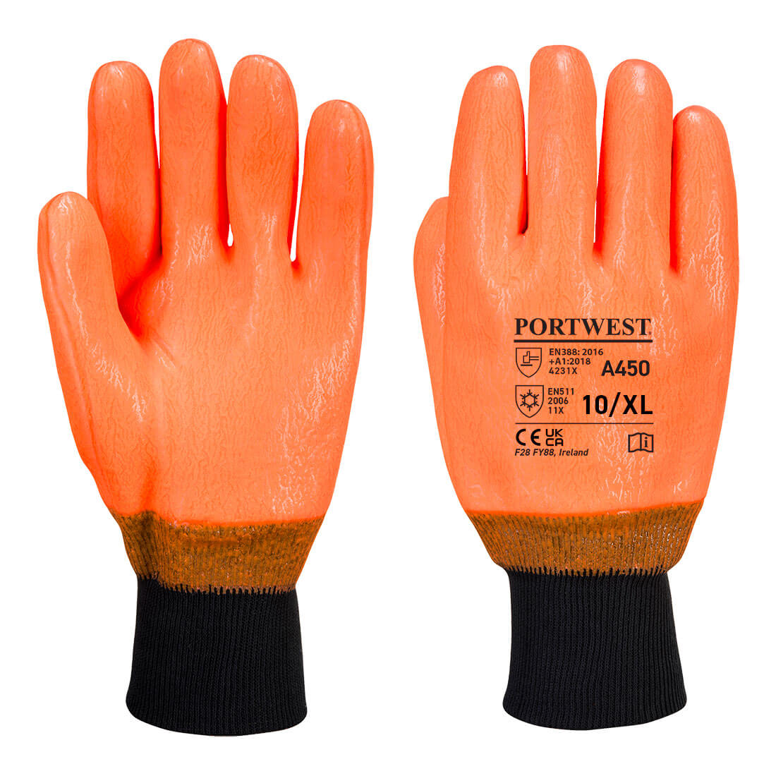 Portwest A450 Weatherproof Hi Vis Glove PVC BK Safetywear