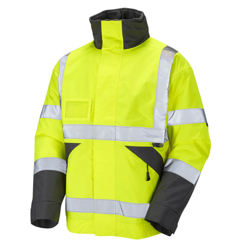 Leo Workwear Bickington ISO 20471 Class 3 Superior Bomber Jacket - Hi Vis Yellow - Small