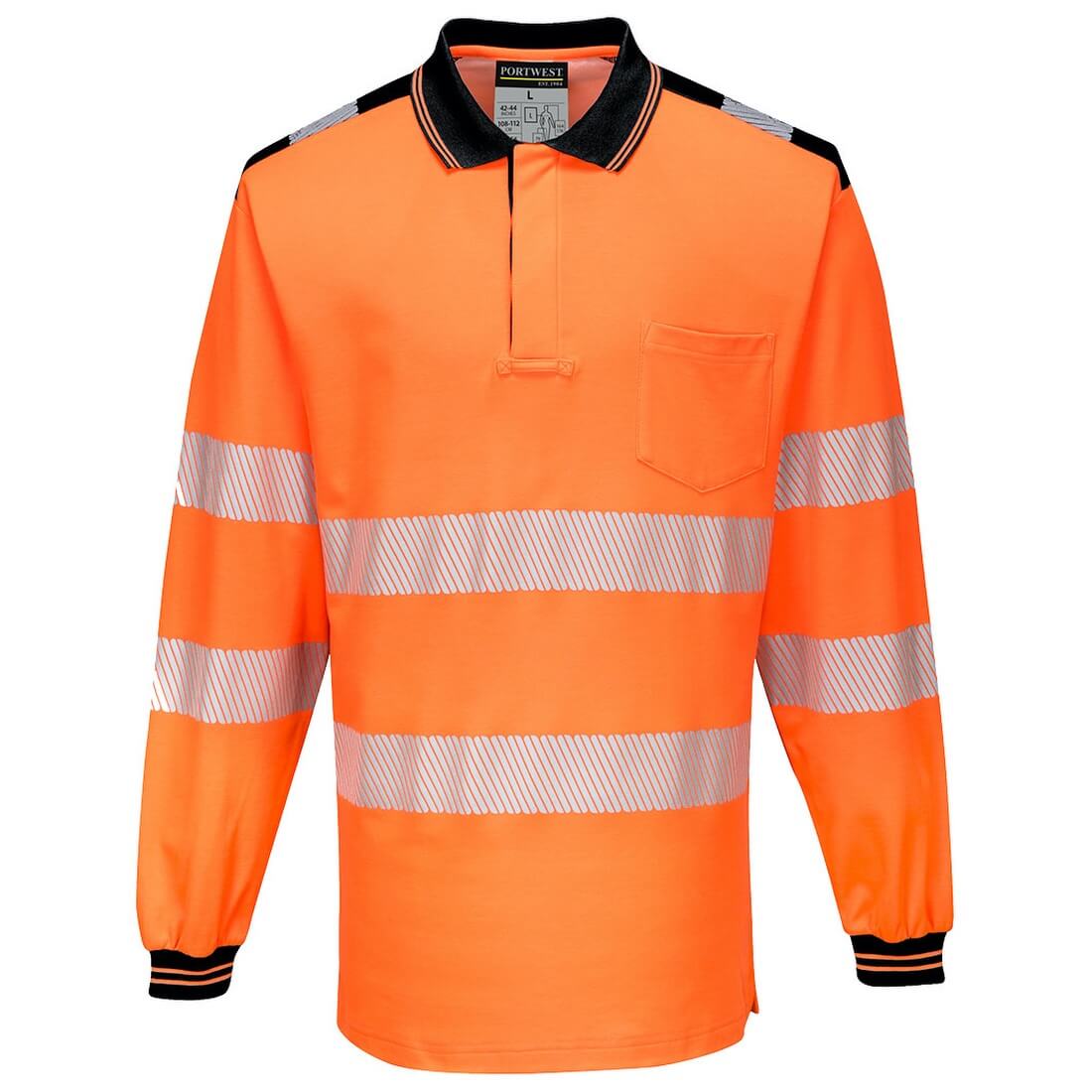 Portwest T184 PW3 Hi-Vis Polo Shirt Long Sleeve | BK Safetywear