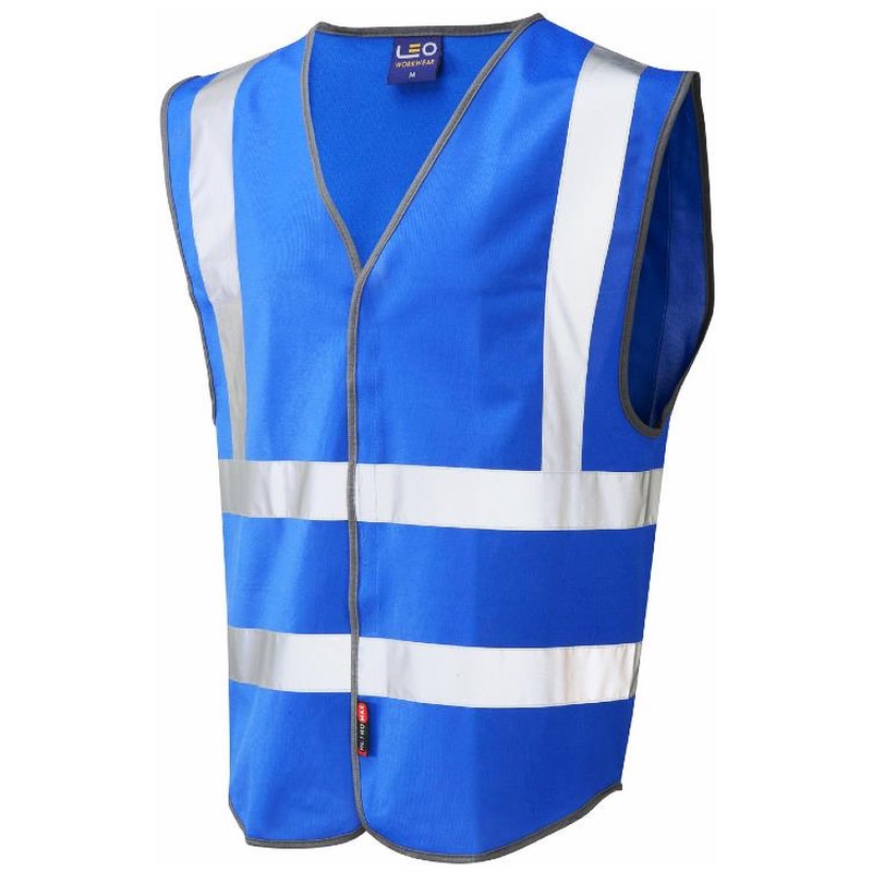 Leo Workwear W05 RO Pilton Royal Blue Hi Vis Vest BK Safetywear