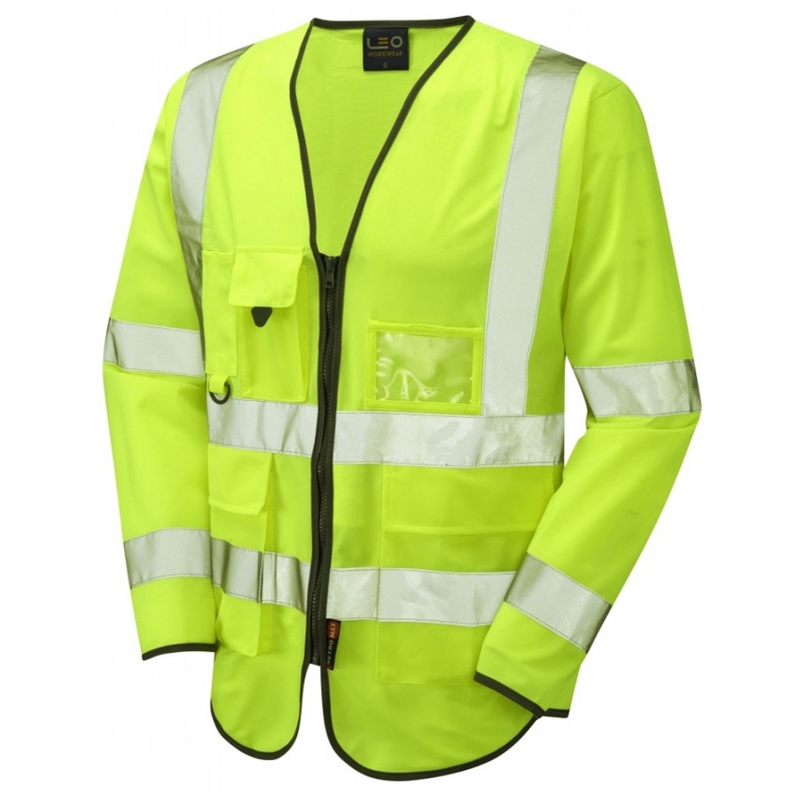 Leo Workwear S12-Y Wrafton Hi Vis Class 3 Superior Sleeved Waistcoat ...