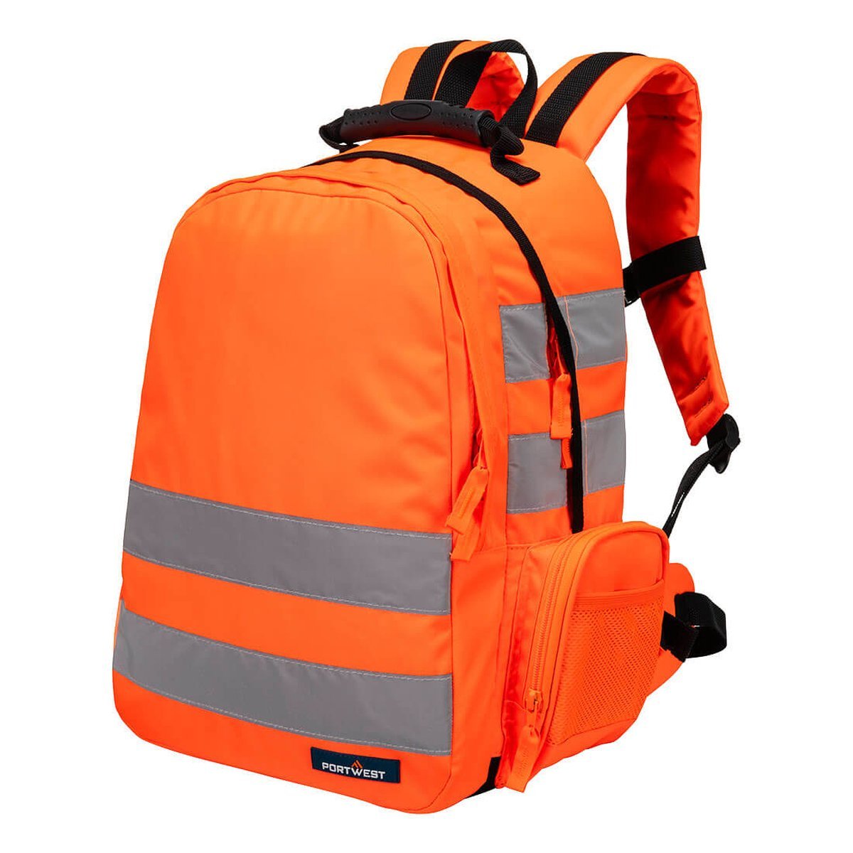 Portwest Warnrucksack – Hochreflektierend, Mit MP3-/Handytasche, Gepolstertem Rücken, Für Arbeiter & Radfahrer