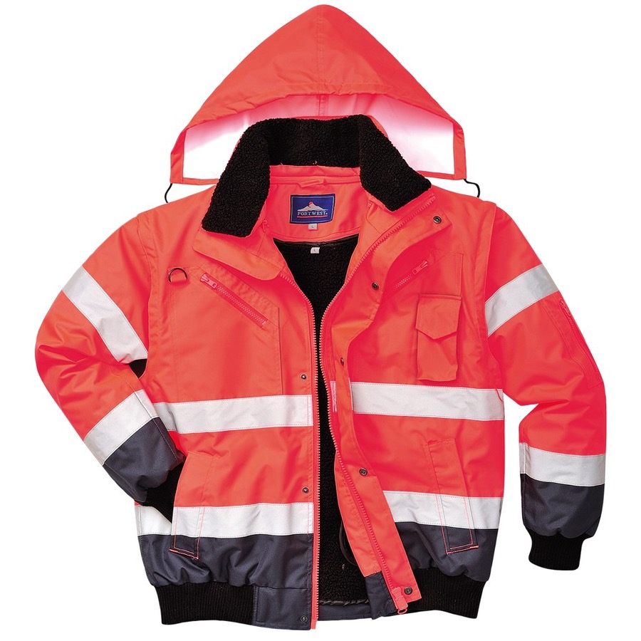 Portwest C465 HiVis Contrast Bomber Jacket 3 in 1 BK Safetywear