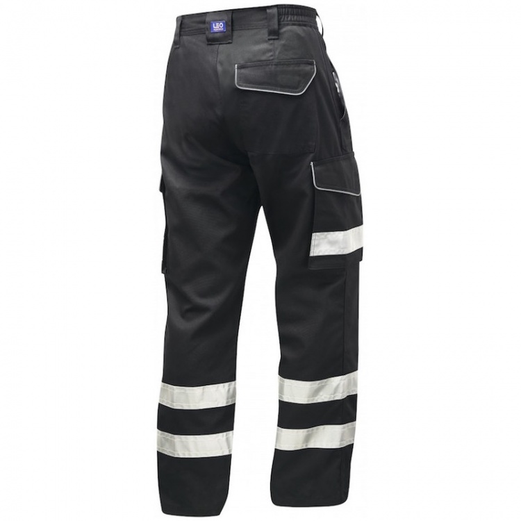 Leo Workwear CT02-BK Ilfracombe Cargo Workwear Black Hi Vis Trouser