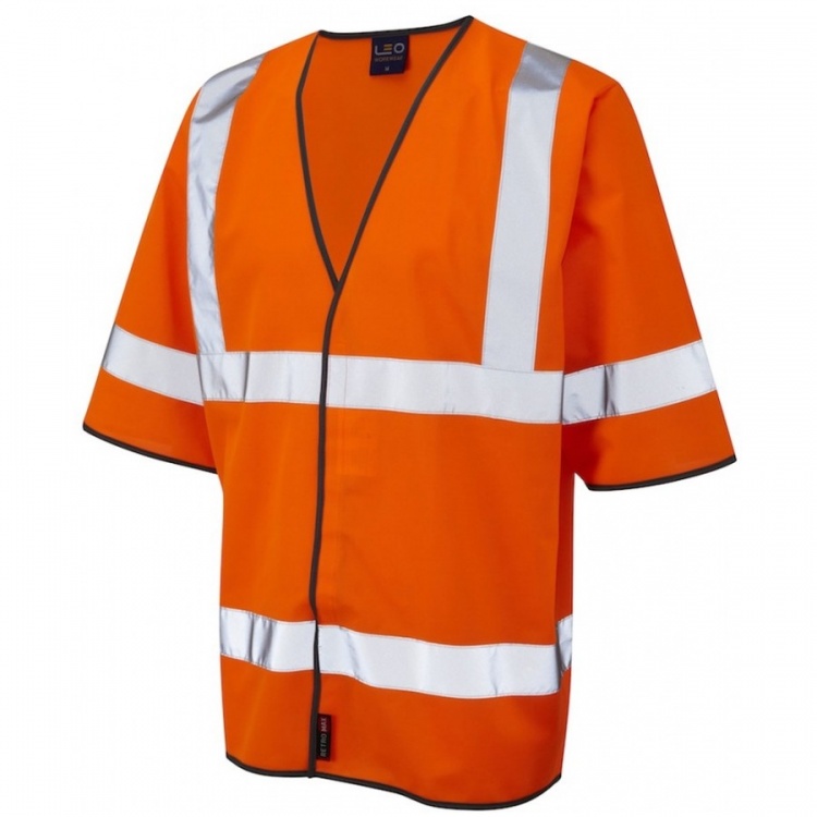 Leo Workwear S02-O Gorwell Hi Vis Class 3 Short Sleeved Waistcoat Orange
