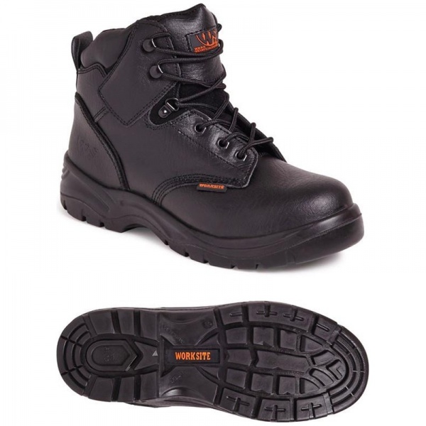Worksite SS604SM Mid-Cut S1P SRA Safety Boot Black