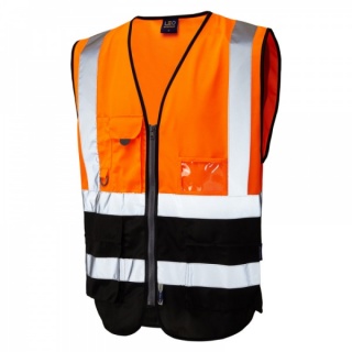 Leo Workwear W11-O/BKLynton Superior Waistcoat Orange / Black