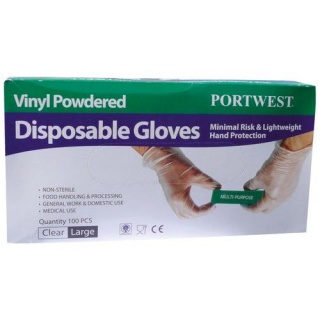 Portwest A900 Powdered Vinyl Disposable Glove x 100