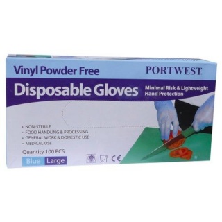 Portwest A905 Powder Free Vinyl Disposable Glove x 100