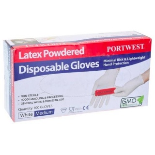 Portwest A910 Powdered latex Disposable Glove x 100