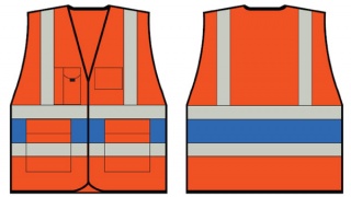 B-Seen HV Vests & Jerkins HVV45R ORANGE EXECUTIVE VEST WITH ROYAL BLUE BAND
