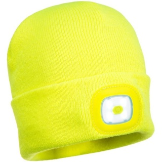 Portwest Beanie LED Head Light Torch Hat USB Rechargable Knitted Unisex BO29