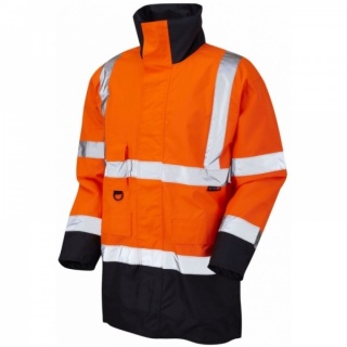 Leo Workwear A01-O/NV Tawstock Hi Vis Jacket Orange / Navy