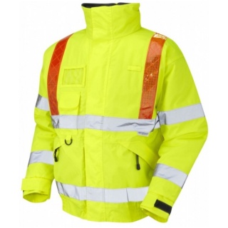 Leo Workwear J03-Y Portmore Hi Vis Class 3  Superior Bomber Jacket Yellow / Orange Braces