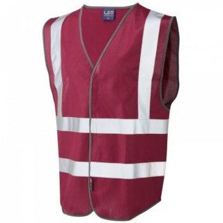 Leo Workwear W05-MR Pilton Hi Vis Maroon Vest