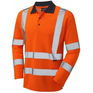 Leo Workwear P05-O Swimbridge ISO 20471 Class 3 Comfort EcoViz®PB Sleeved Polo Shirt Orange