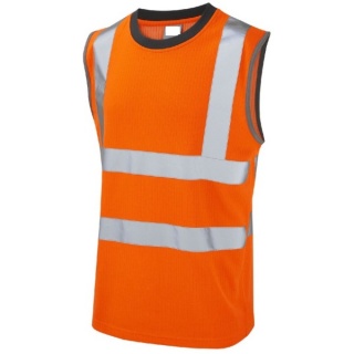 Leo Workwear V01-O Ashford EcoViz Hi Vis Shirt Muscle Top (Vest) Orange