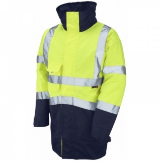 Leo Workwear A03-Y/NV MarwoodSuperiorHi Vis Jacket Two Tone Yellow / Navy