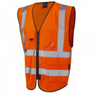 Leo Workwear W11-O Lynton Hi Vis Superior Vest Orange